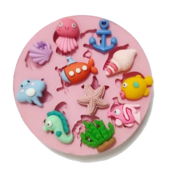 Molde de Silicone Apliques Fundo do Mar cód 2028