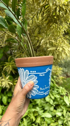 Vaso - Azul rendado - Taisa Nunes - Feito por mim