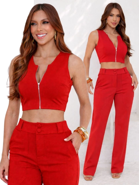 9470a Conjunto de cropped e calça - loja online