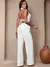 9622a Conjunto Longo Alfaiataria de Cropped frente única e calça