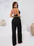 9622a Conjunto Longo Alfaiataria de Cropped frente única e calça - Tropical Fashion