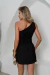 9742a Conjunto de Cropped Um Ombro Só e Saia Alfaiataria Risca De Giz Com Fios de Lurex - comprar online