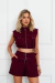 Conjunto Feminino Alfaiataria Colete Cropped com Shorts e Cinto Duplo 9873 - Tropical Fashion