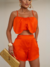 9824a Conjunto Curto Feminino Cropped e Shorts Cetim - comprar online