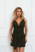 9756a Vestido Macacão Curto Alfaiataria Laço Nas Costas e Decote Em V - comprar online