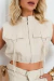 Conjunto Feminino Alfaiataria Colete Cropped com Shorts e Cinto Duplo 9873 - Tropical Fashion