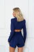 Conjunto Feminino Curto Cropped Manga Longa e Shorts Alfaiataria 9710 na internet