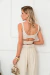Conjunto Feminino Cropped e Calça Alfaiataria Elástico nas Costas e Cinto 9805 - Tropical Fashion