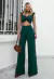 9722a Conjunto Longo alfaiataria Cropped Com Babado e Calça Pantalona