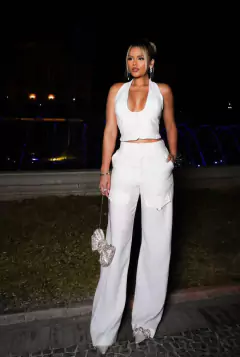 9695a Conjunto longo alfaiataria colete botão forrado e calça cargo - comprar online