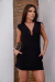 9490a Vestido curto liso alfaiataria com botões