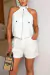 Imagem do 9813a Conjunto alfaiataria Feminino Curto Blusa Gola Alta e Shorts