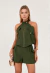9813a Conjunto alfaiataria Feminino Curto Blusa Gola Alta e Shorts - comprar online