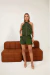 9813a Conjunto alfaiataria Feminino Curto Blusa Gola Alta e Shorts - Tropical Fashion