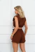Conjunto Feminino Alfaiataria Colete Cropped com Shorts e Cinto Duplo 9873 - loja online