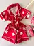 Pijama Americano Infantil - Estampa Vermelho Coração Branco - comprar online