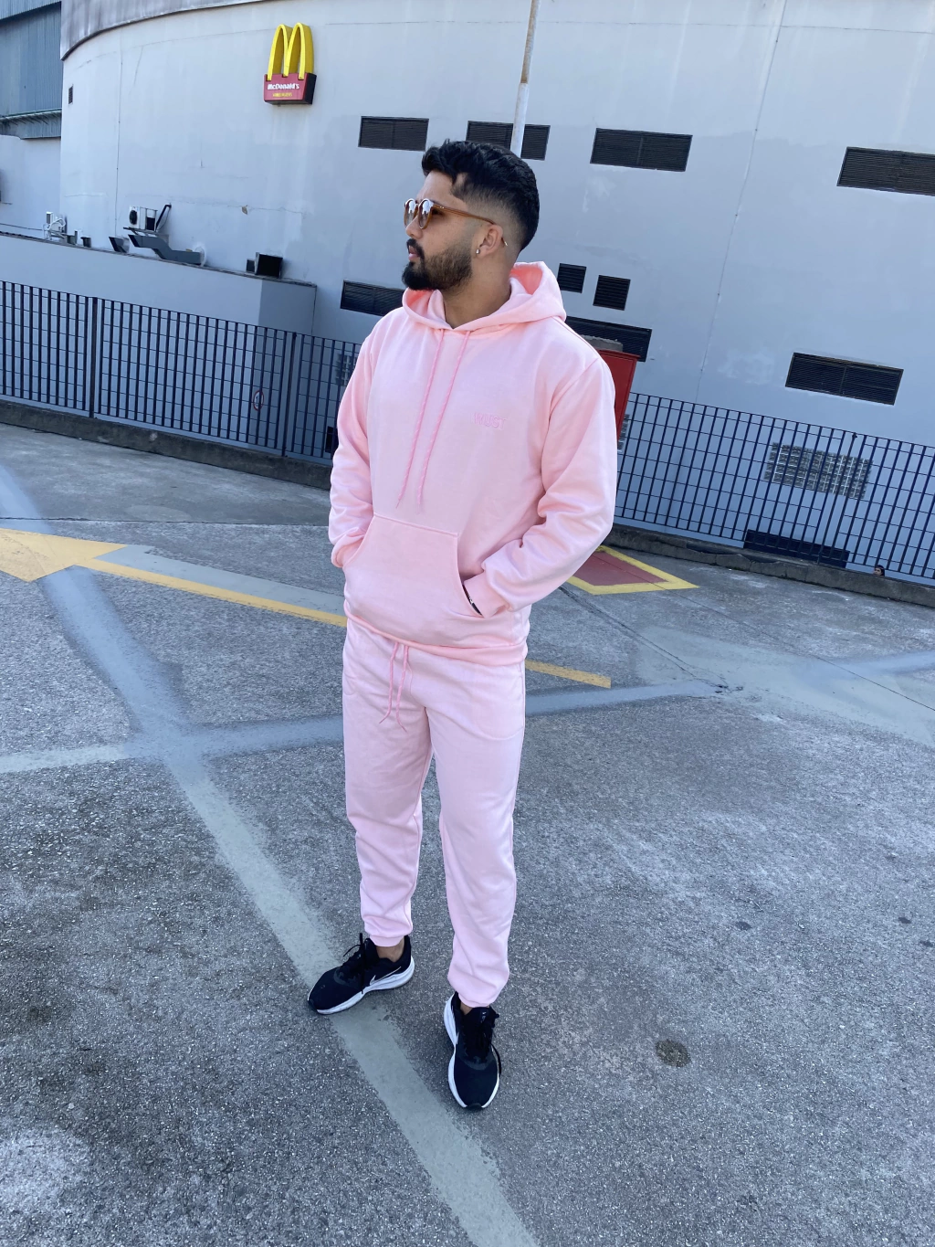 Conjunto de moletom masculino rosa