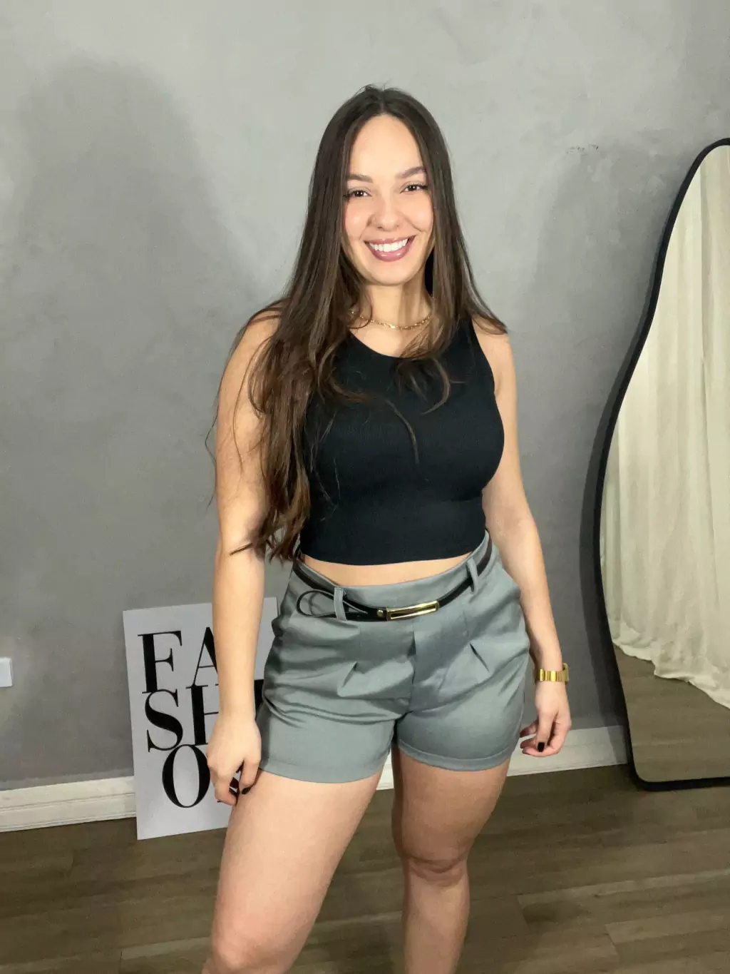 Shorts alfaiataria cinza