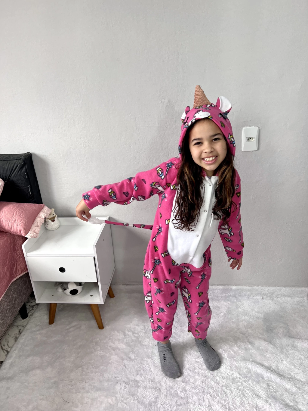 macacão unicórnio rosa soft infantil