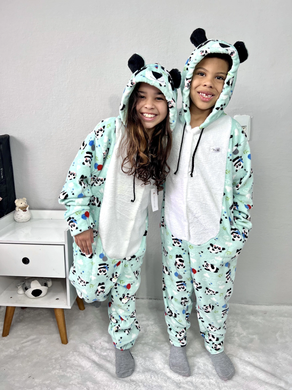 Macacão panda fleece infantil