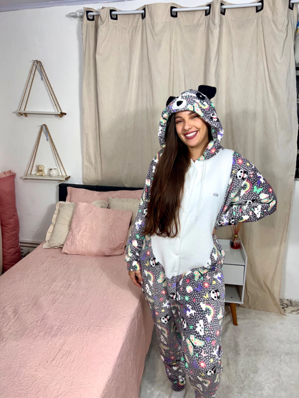 Macacão panda fleece
