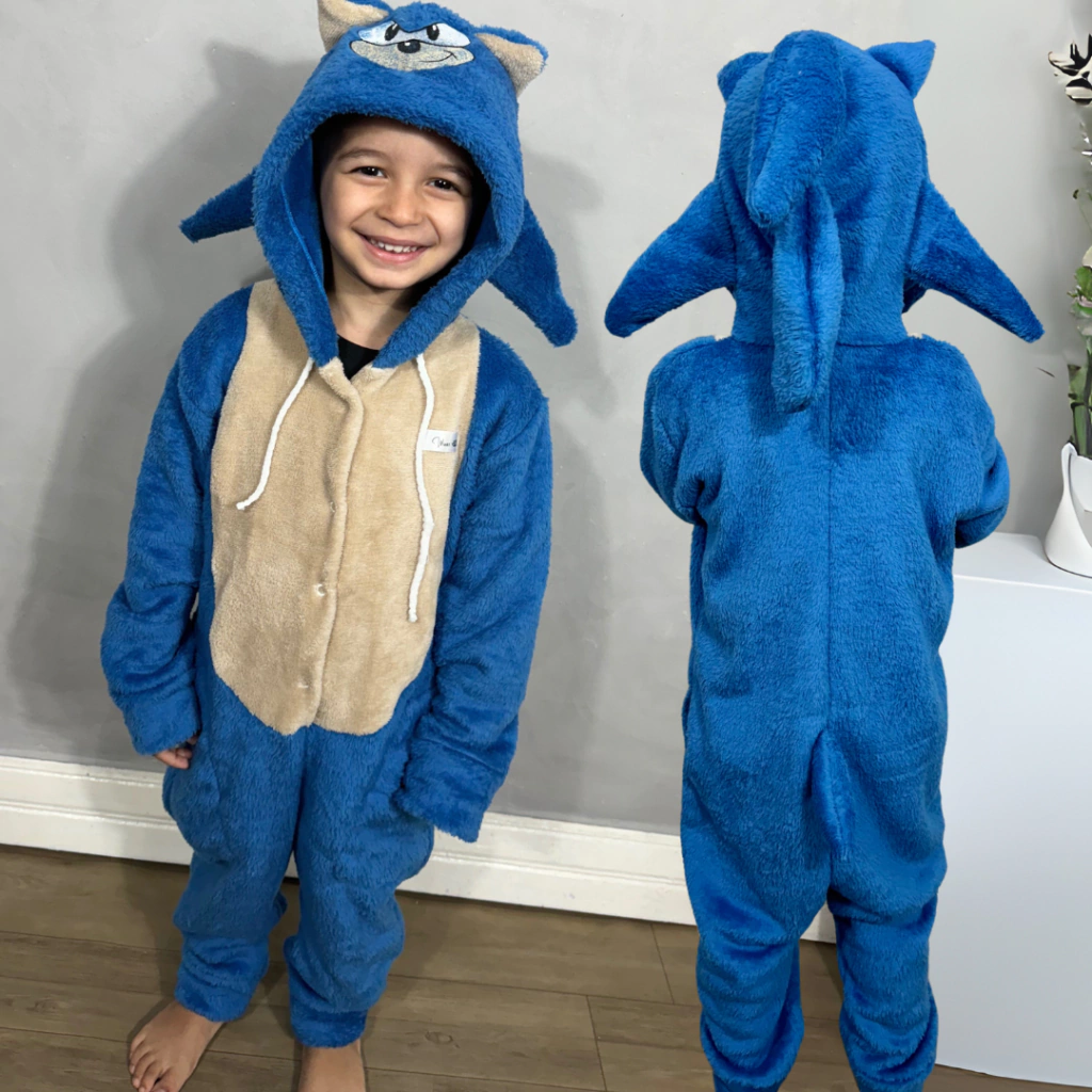 macacão Sonic em fleece infantil