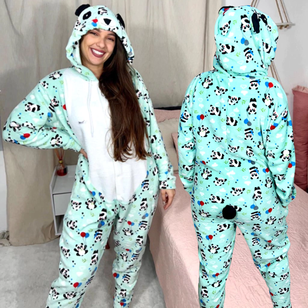 Macacão panda fleece