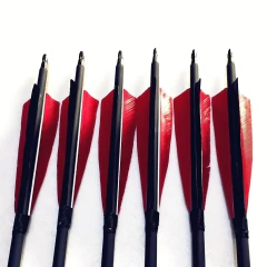 KIT 12 FLECHAS CARBONO PRETA E VERMELHA - PENAS NATURAIS