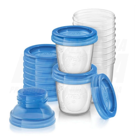 Vasos con Tapa para Almacenamiento de Leche Materna 180Ml. x 10 Unidades - Philips AVENT | SCF618/10