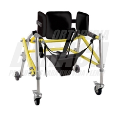 Andador de Aluminio PEDIÁTRICO POSTERIOR con ARNES y RUEDAS GIRATORIAS CON FRENOS - Tamaño: CHICO | Importado