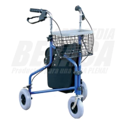 Andador Acero ROLLATOR Plegable 3 RUEDAS con Bolso Canasto Frenos | Importado