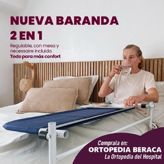 BARANDA PARA CAMA PLUS + MESA DE CAMA + REGULABLE EN ALTURA MULTIFUNCIONAL para Camas Convencionales y Somieres - comprar online