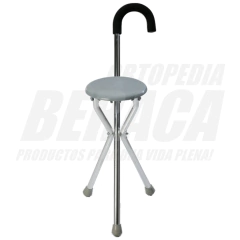 Bastón con ASIENTO y MANGO CURVO de Aluminio | Importado en internet