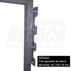 Cama Ortopédica Manual Standard con Cabecera y Piecera Pintada con Barrotes - Incluye Par de Barandas - ORTOPEDIA BERACA