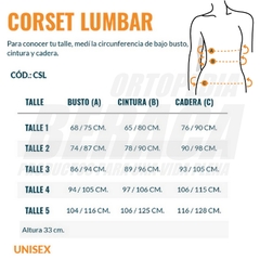 CORSET SACRO LUMBAR Ballenado Alto 33cm | Unisex