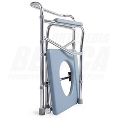SILLA SANITARIA PLEGABLE = INODORO PORTATIL + ELEVADOR DE INODORO de Acero Cromado | Importado