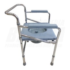 SILLA SANITARIA PLEGABLE = INODORO PORTATIL + ELEVADOR DE INODORO de Acero Cromado | Importado - ORTOPEDIA BERACA