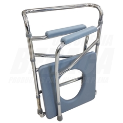 Imagen de SILLA SANITARIA PLEGABLE = INODORO PORTATIL + ELEVADOR DE INODORO de Acero Cromado | Importado