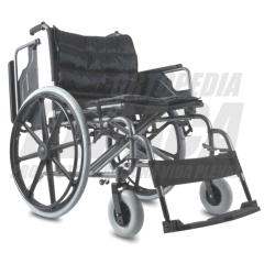 Silla De Ruedas REFORZADA Ancho Asiento 56cm Incluye Almohadón, DOBLE CRUCETA Obesos | Hasta 150kg