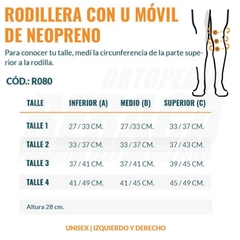 RODILLERA DOBLE CONTENCIÓN ROTULIANA con Luneta Movil en Forma de U de Neoprene - ORTOPEDIA BERACA