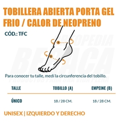 TOBILLERA APLICACIÓN GEL FRIO o CALOR - Incluye Packs de Gel Frio / Calor - ORTOPEDIA BERACA