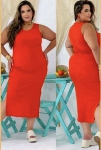 Vestido canelado plus size Sônia