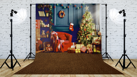 Fundo Fotográfico em Tecido Natal Árvore Sala Casa