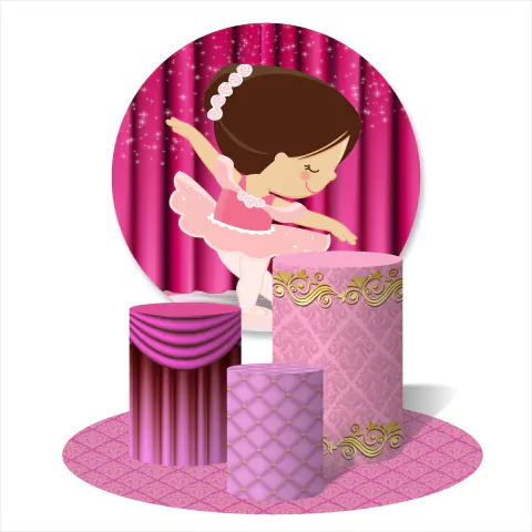 Kit Mini Table Bailarina Cortina Rosa