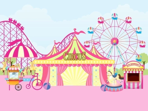 Painel De Tecido Sublimado Circo de Diversões Rosa
