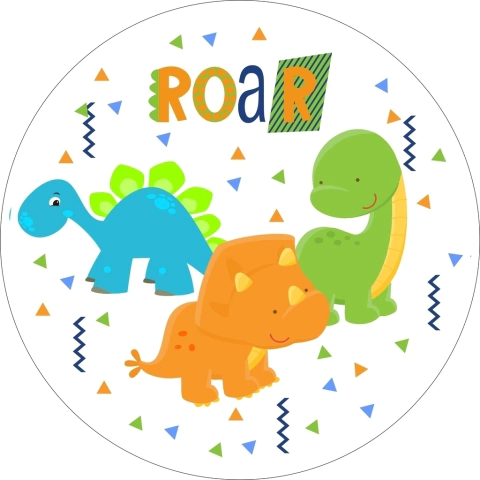 Painel de Tecido Sublimado Redondo Dino Baby Cute Rugido C/ Elástico - 150x150cm