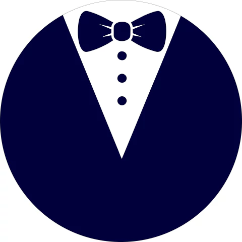 Painel de Tecido Sublimado Redondo Smoking Terno Azul Gravata Borboleta c/ Elástico 150x150cm