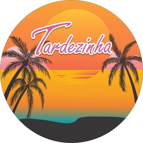 Painel de Tecido Sublimado Redondo Tardezinha Praia de Palmeiras C/ Elástico - 150x150cm