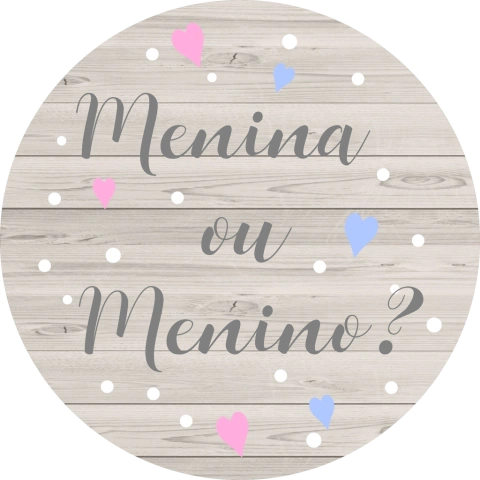 Painel de Tecido Sublimado Redondo Chá de Revelação Menina ou Menino Madeira C/ Elástico - 150x150cm