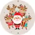 Painel de Lona Redondo Papai Noel e Renas Presente de Natal